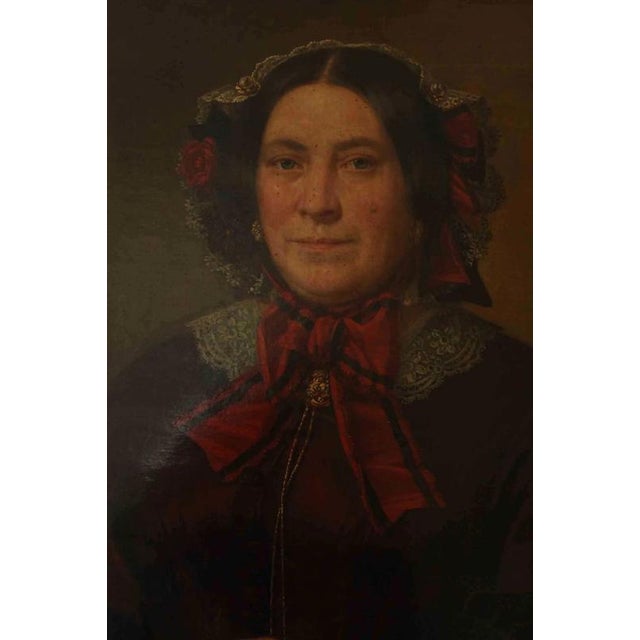 Unknown Artist, Portraits, 1856, Oil on Canvas, Framed, Set of 2 For Sale - Image 6 of 6