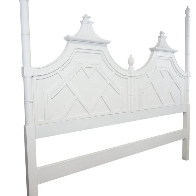 Wood Thomasville Pagoda Headboard, Kingsize Double Pagoda Headboard. For Sale - Image 7 of 11