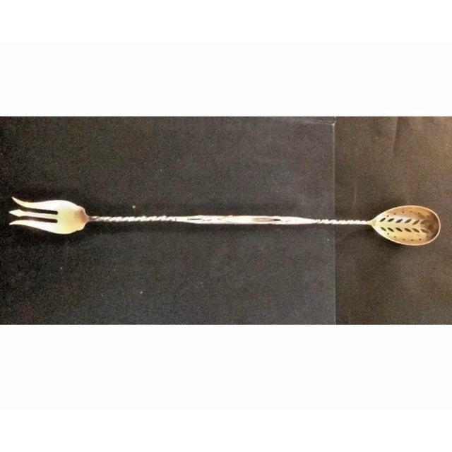 Antique Frank Whiting Foliate Cane Sterling Silver Olive Spoon Pickle Fork Circa 1900 For Sale - Image 9 of 11