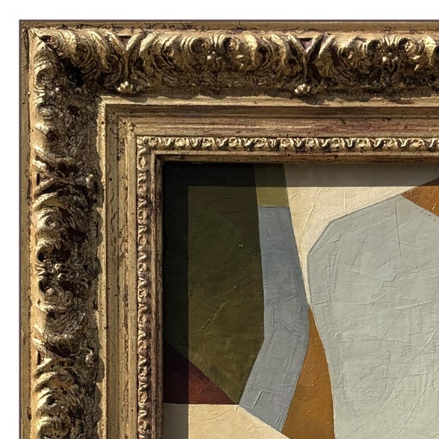 Various Artists Contemporary Abstract Oil Painting in Vintage Gold Ornate Frame For Sale - Image 4 of 6