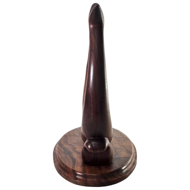 Late 20th Century Vintage Hand Carved Dolphin Sculpture Walnut MCM Figurine Dolphin Figure 14" For Sale - Image 5 of 7