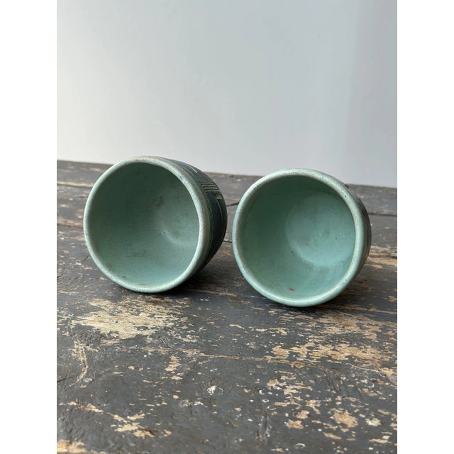 Vintage Puerto Rican Pottery Incised Glazed Vessels by Hal Lasky, a Pair, Circa 1963 For Sale - Image 11 of 17
