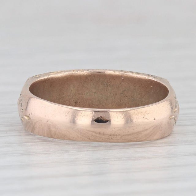 Antique Name Cigar Band Style Ring 10k Yellow Gold Enamel Size 8.75 Edward For Sale - Image 4 of 7