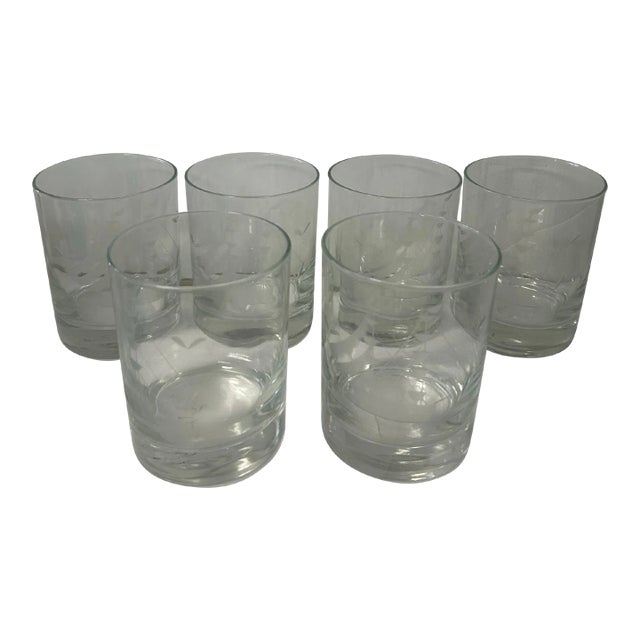 1980s Etched Glass Ships Glasses- Set of 6 For Sale