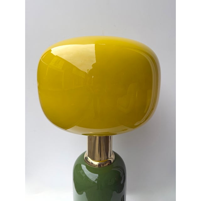2020s Contemporary Pair of Brass and Yellow Murano Glass Bulb Shade Lamps, Italy For Sale - Image 5 of 12