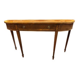 1920s Hekman Copley Collection Federal Style Crescent Sofa Table in Honey Finish [Rg] For Sale