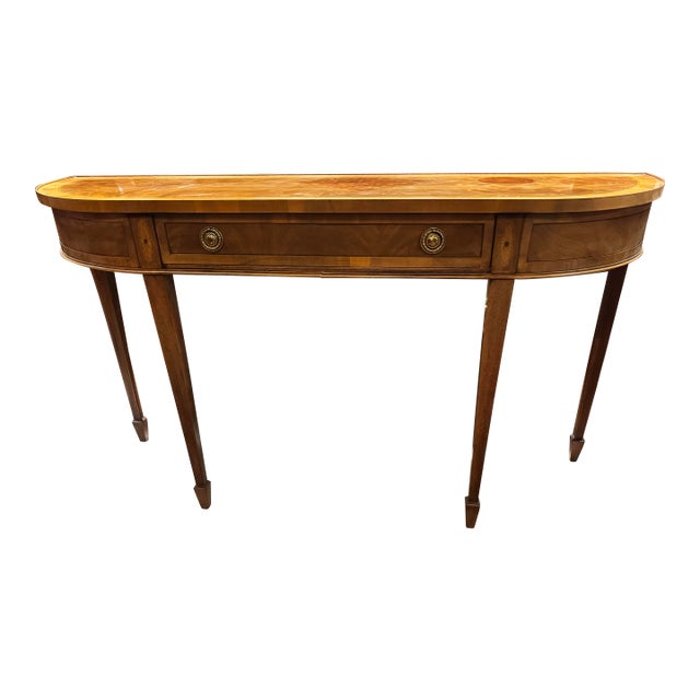 1920s Hekman Copley Collection Federal Style Crescent Sofa Table in Honey Finish [Rg] For Sale