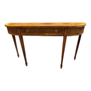 1920s Hekman Copley Collection Federal Style Crescent Sofa Table in Honey Finish [Rg]