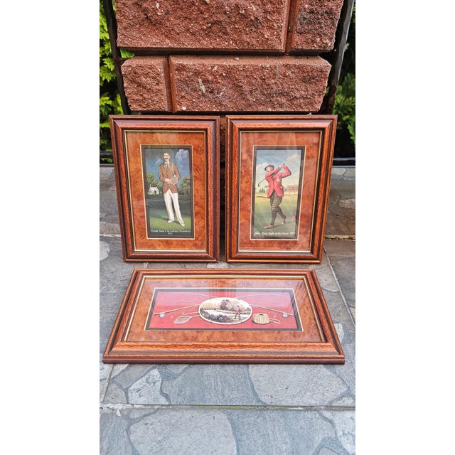 Wooden Triptych Golf-Themed Images, England, 1980s, Set of 3 For Sale - Image 8 of 8