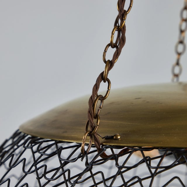 Black Vintage Wire Basket Pendant Light For Sale - Image 8 of 8