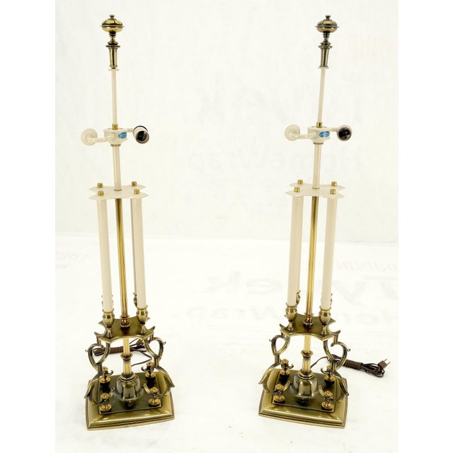 Brass Like NEW Fine Stifel Brass Table Lamps Mid Century Modern - A Pair For Sale - Image 8 of 12