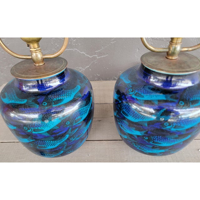 Nils Thorsson for Royal Copenhagen Fish Table Lamps - A Pair For Sale - Image 10 of 11