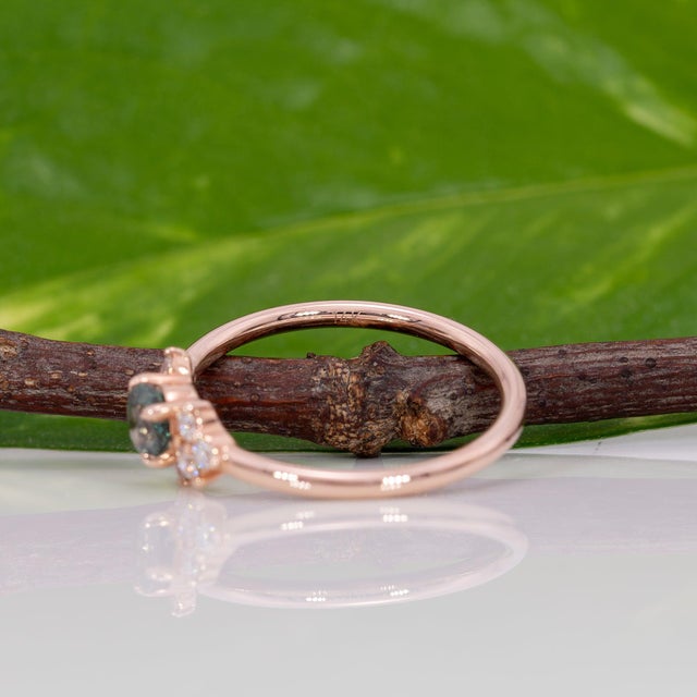 Alexandrite Ring With Earth-Mined Diamond Accents: Solid 14k Gold, Round, Size 6.75 For Sale - Image 11 of 11
