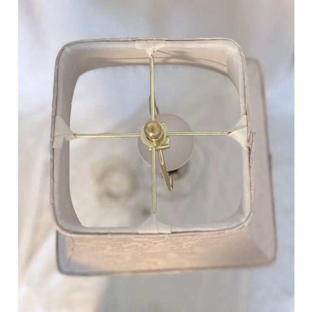 Vintage Mid-Century Cut Glass Brass Urn Table Lamp Accent 20" With Elegant Shade For Sale In Washington DC - Image 6 of 6