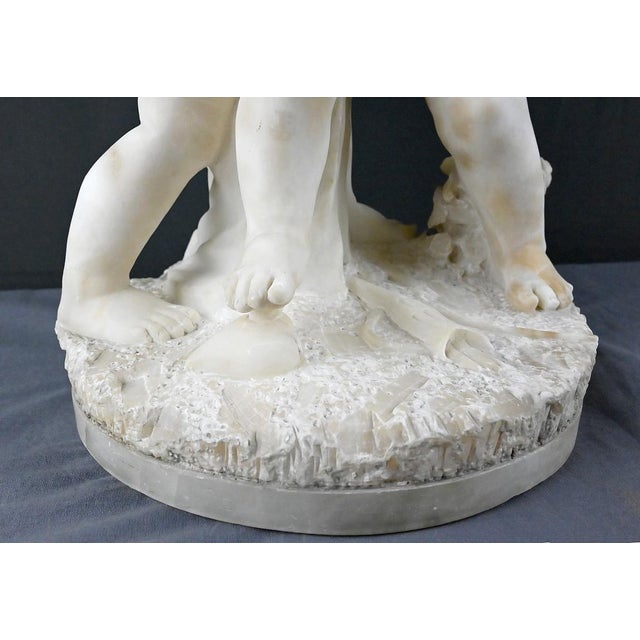 After Falconet, Two Cupids Disputing a Heart, Late 19th Century, Alabaster Sculpture For Sale - Image 11 of 18