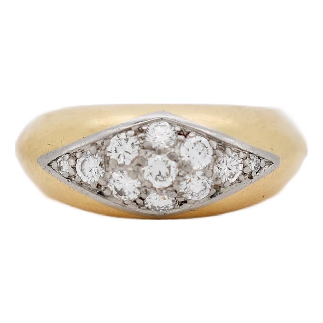 OJ Perrin - Gold Platinum Diamond Bangle Ring, Size 5 For Sale