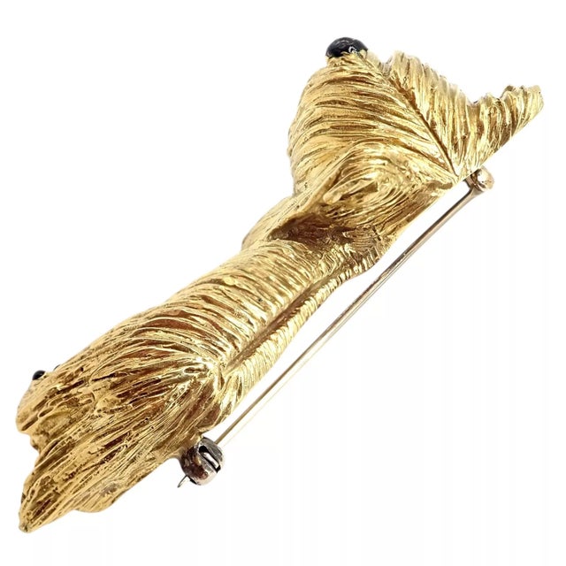 Vintage Tiffany & Co. Yellow Gold Enamel Dog Terrier Brooch Pin 1960's For Sale - Image 11 of 11