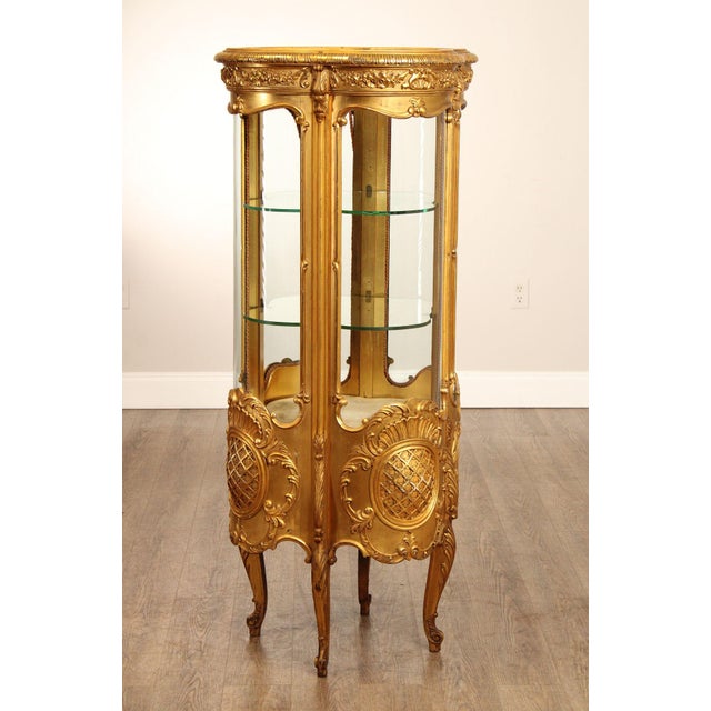 Rococo Style Giltwood Curio Cabinet With Glass Panels For Sale - Image 18 of 18