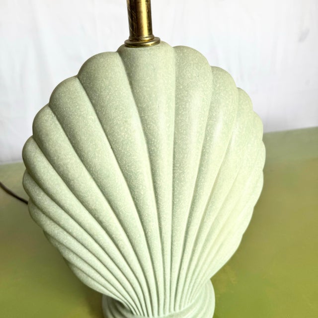 Postmodern Postmodern Mint Green Ceramic Clam Shell Table Lamp For Sale - Image 3 of 8