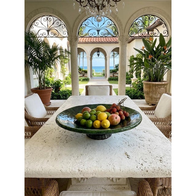 Vintage Moroccan Hand-Glazed Emerald Tamegroute-Style Bowl For Sale - Image 9 of 10