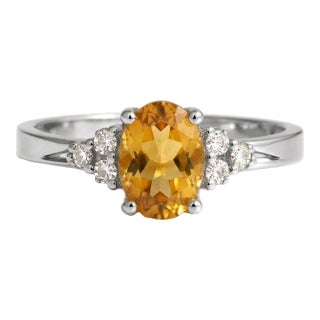 Citrine Cubic Zirconia Engagement Ring 925 Silver, November Birthstone Ring,, Size 7 For Sale