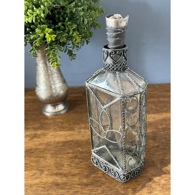 Antique Filigree Wire Overlay Decanter Bottle For Sale In New York - Image 6 of 12