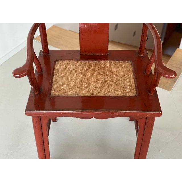 Chair in Ming Chinese style with High Backrest and Red Lacquer For Sale - Image 11 of 18