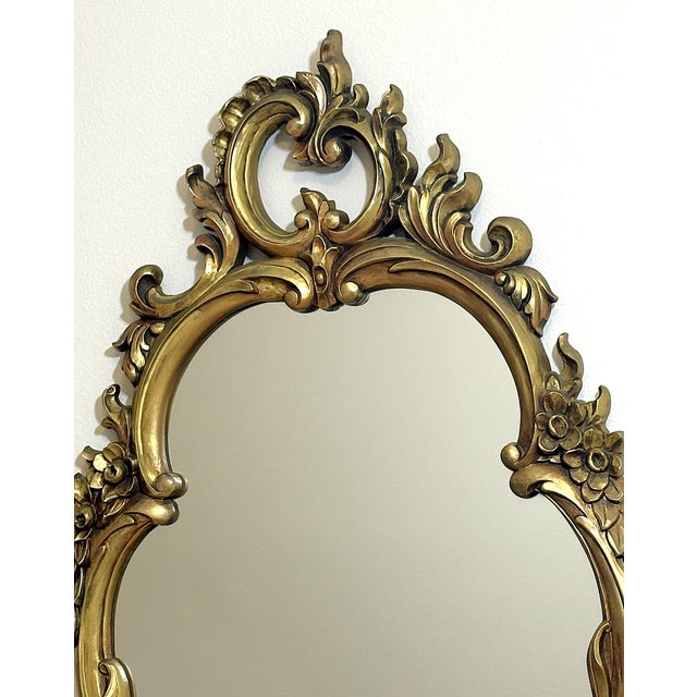 Wood Vintage Hollywood Regency Ornate Oval Mirror by Syroco For Sale - Image 7 of 13
