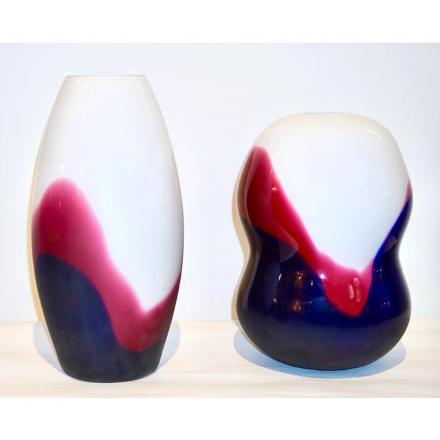 White Formia 1980 Italian Vintage Purple Blue White Murano Glass Organic Design Vase For Sale - Image 8 of 9