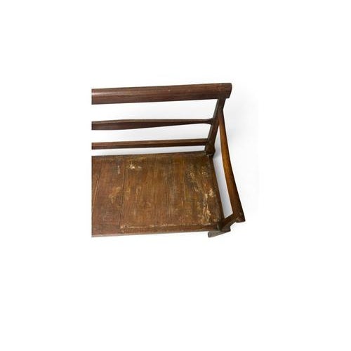 Brown Large Antique Bench with Armrests For Sale - Image 8 of 11