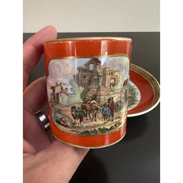 Antique Prattware Coffee Can With Saucer, English, Circa 1880's For Sale - Image 4 of 12