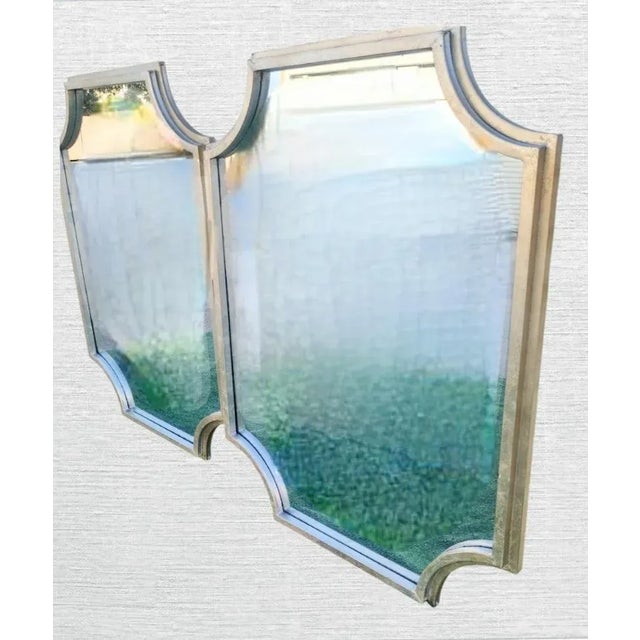 2000 - 2009 Vintage Silver Leaf Iron Curved Large Wall Mirrors- a Pair For Sale - Image 5 of 9