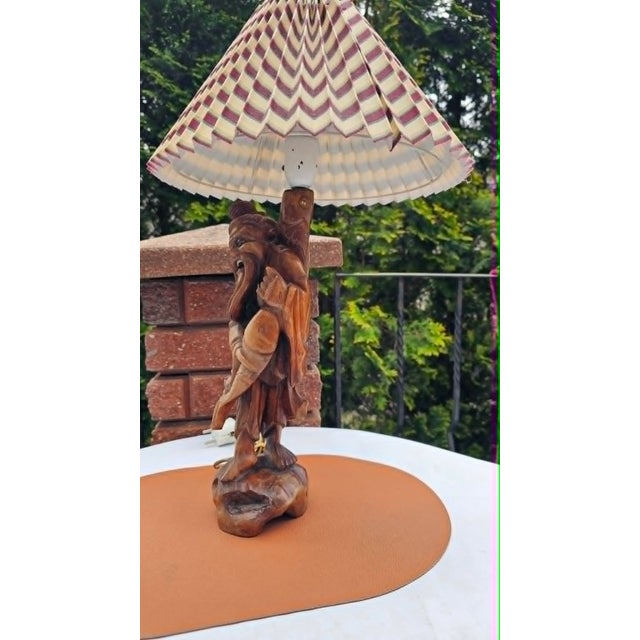 Chinese Carved Wood Desk Lamp, 1950s-1960s For Sale - Image 10 of 14