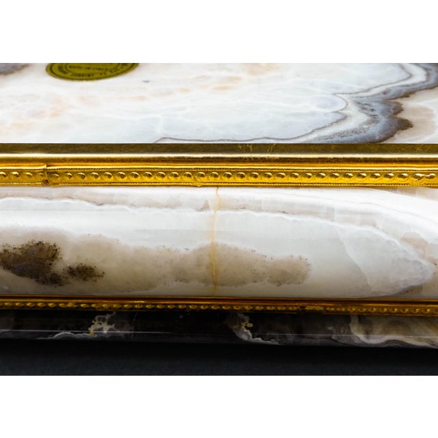 Mid 20th Century Peter Bazzanti & Son Italy Marble Gold Lion Feet Lidded Trinket Jewelry Box For Sale - Image 10 of 11