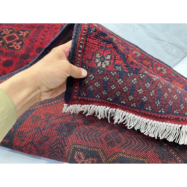 Extra-Long Red and Navy Tribal Medallion Runner Rug, 2'8" X 18'8" For Sale - Image 15 of 18