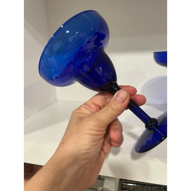 1980s Mid Century Modern Cobalt Blue Margarita Glasses- Set of 4 For Sale - Image 5 of 7