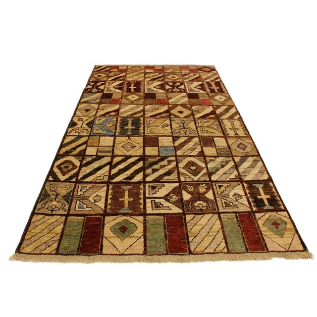 1990s 1990s Contemporary Gabbeh Brown/Green Wool Area Rug -3'11 X 5'7 For Sale - Image 5 of 8