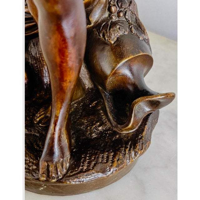 Antique Pair of Patinated Bronze Sculptures Bacchus & Bacchante For Sale - Image 4 of 18