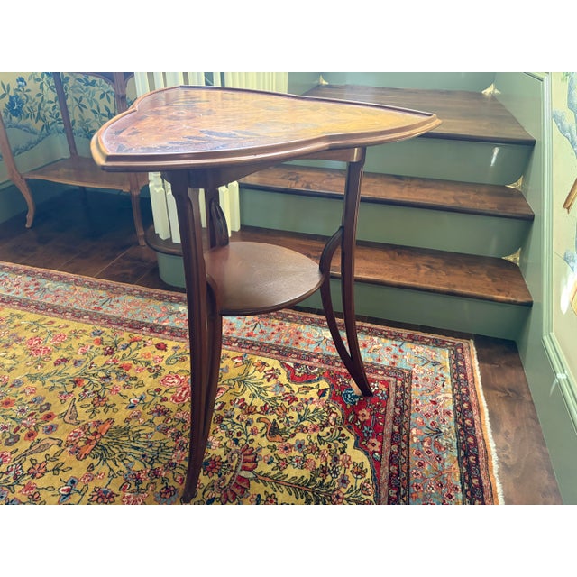 Antique Louis Majorelle Inlaid Poppies Occasional Trefoil Table For Sale - Image 12 of 12