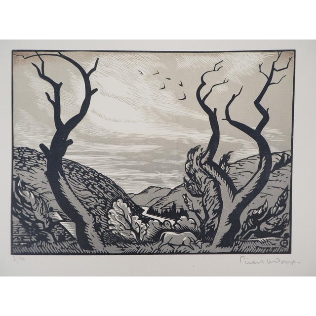 Charles Picart Le Doux, The Tormented Trees, 1925, Original Woodcut For Sale - Image 6 of 6