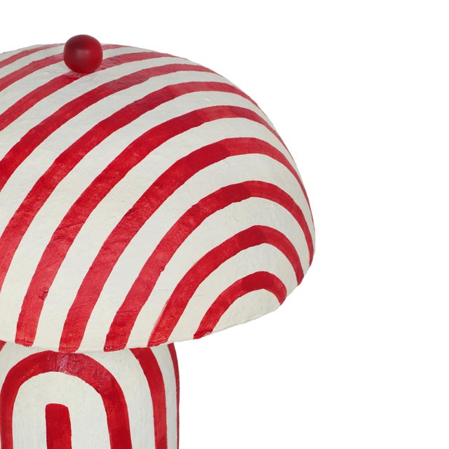 Contemporary Maiori Red Striped Papier Mache Table Lamp For Sale - Image 3 of 5
