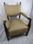 Mid-Century Mission Arts & Crafts Wood Upholstered Armchair With Nailhead Trim For Sale - Image 15 of 17