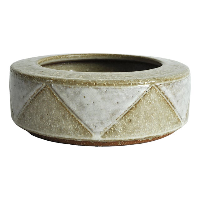 Danish White and Beige-Brown Ceramic Bowl from Palshus, Denmark, 1960s For Sale