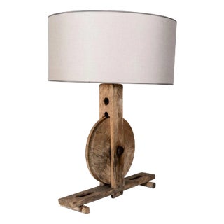 Antique Wooden Table Lamp For Sale