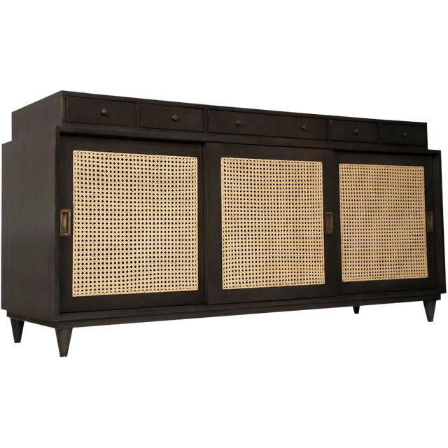 NOIR Hermosa Sideboard, Wood and Cane For Sale