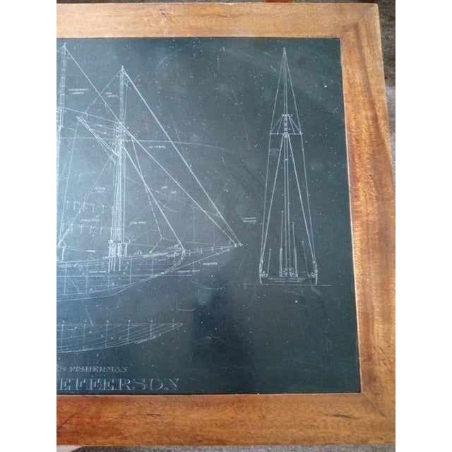 End Table W Soapstone Inset Engraved W Blueprints of the Grand Banks Fisherman, Isiah L. Jefferson For Sale - Image 12 of 12