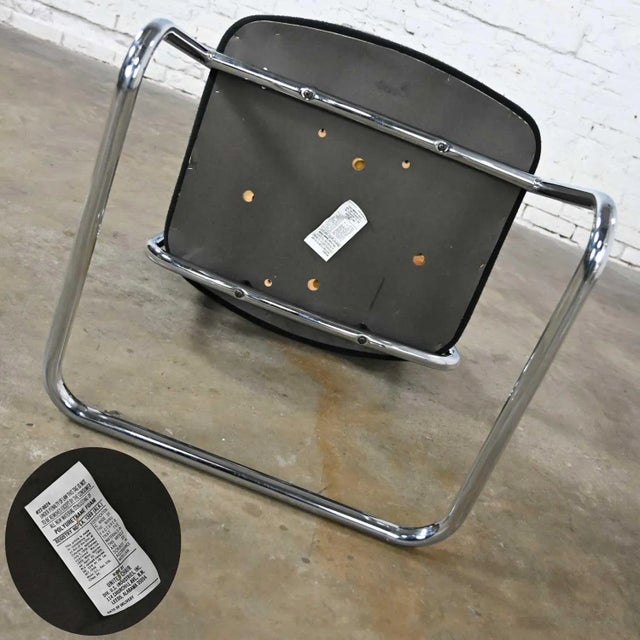 Vintage Modern Black & Chrome Cantilever Chair by United Chair Co Style of Steelcase For Sale - Image 12 of 13