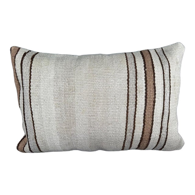 Turkish Hemp Pillow Cushion Natural Beige Brown Pillow Cushion Cover 16" x 24" For Sale