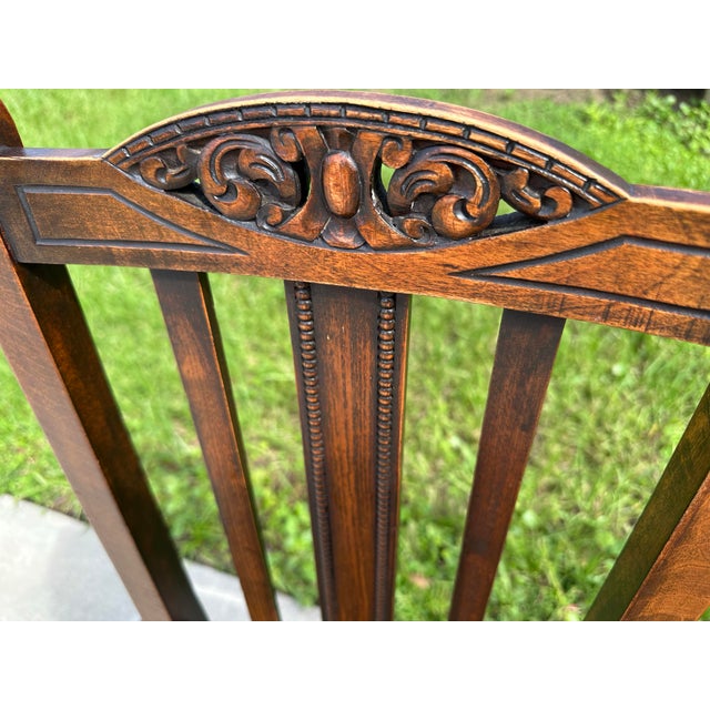 Antique Early 20th Century Carved Oak Jacobean Revival Side Dining Chairs-Set of 4 For Sale - Image 9 of 12