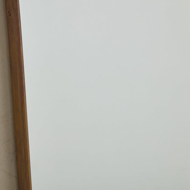 Wide Scoop Top Patinated Brass Mirror, 20th Century - 2 Available For Sale - Image 4 of 11